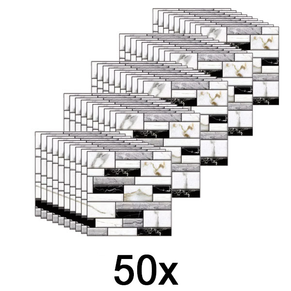 5x 3D muurstickers met marmeren uitstraling (10 stuks) | MARBLEBLOCKS